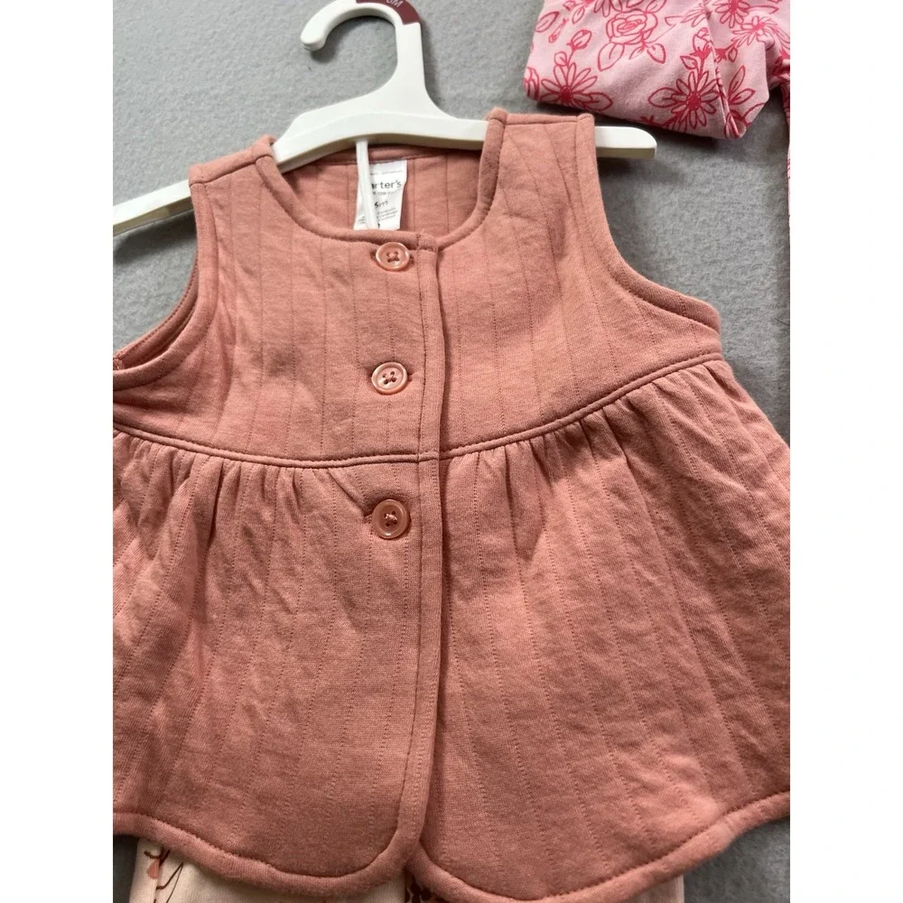 Carters / Cat & Jack 6 Months Baby Girl Lot Shirt/Pants Set & Sleeper Pink Peach